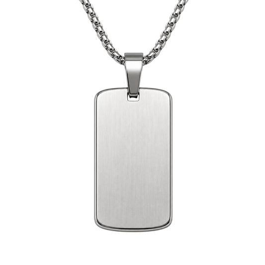 Brushed Stainless Steel Dog Tag Pendant Necklace | Jeanni Kabhon
