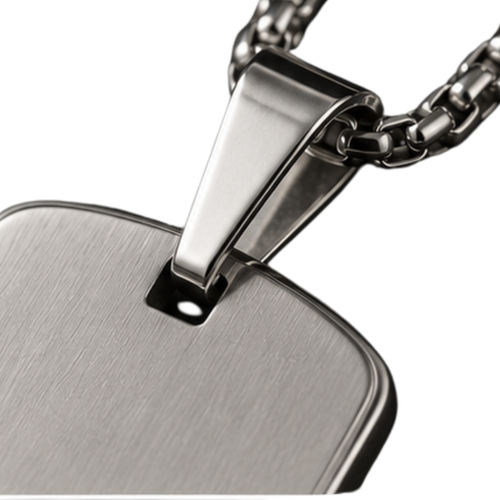 Brushed Stainless Steel Dog Tag Pendant Necklace | Jeanni Kabhon