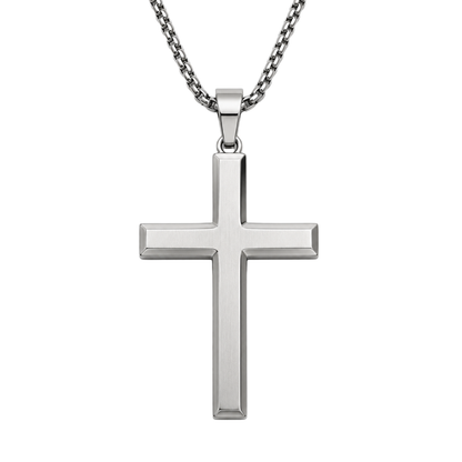 Brushed Stainless Steel Cross Pendant Necklace | Jeanni Kabhon
