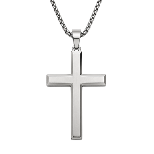 Brushed Stainless Steel Cross Pendant Necklace | Jeanni Kabhon