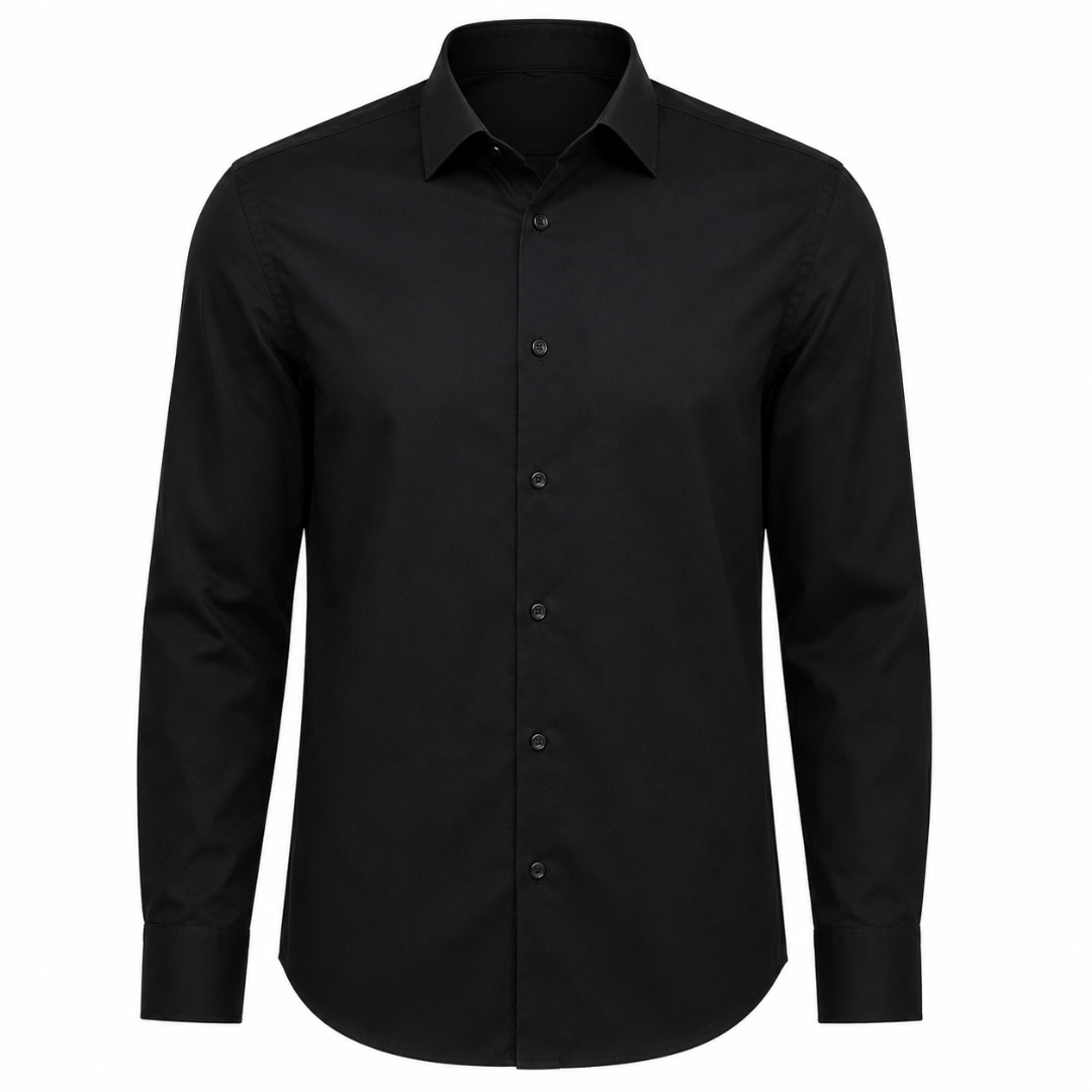 Tailored Black Cotton Dress Shirt | Jeanni Kabhon