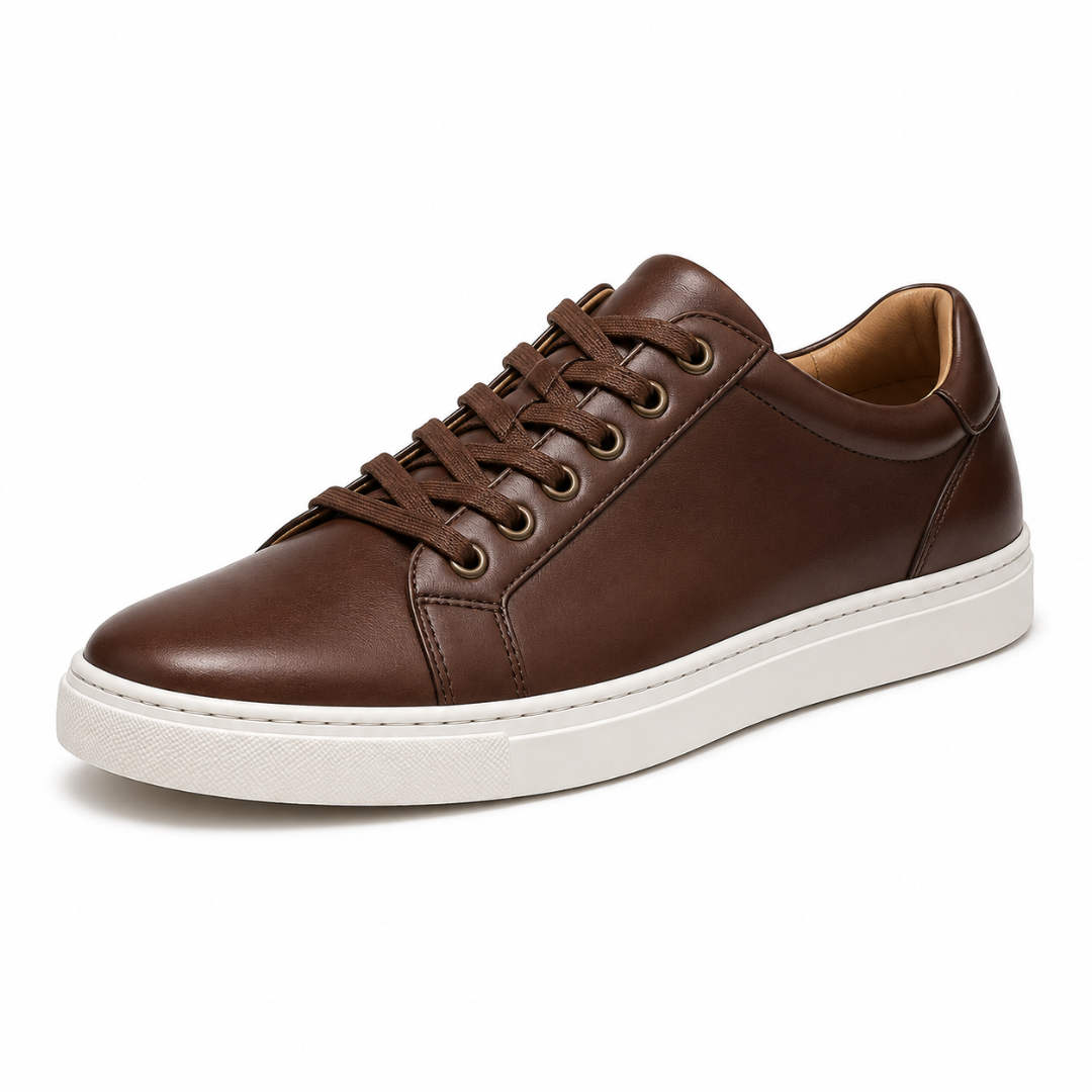 Premium Brown Leather Smart Trainers | Jeanni Kabhon