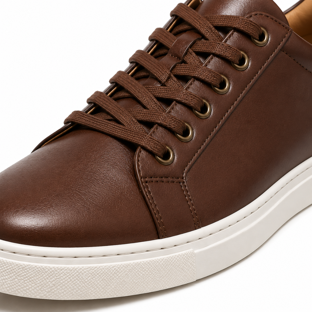 Premium Brown Leather Smart Trainers | Jeanni Kabhon