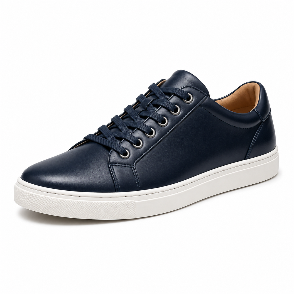 Premium Navy Leather Smart Trainers | Jeanni Kabhon
