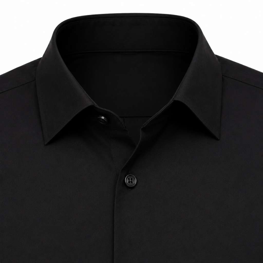 Tailored Black Cotton Dress Shirt | Jeanni Kabhon