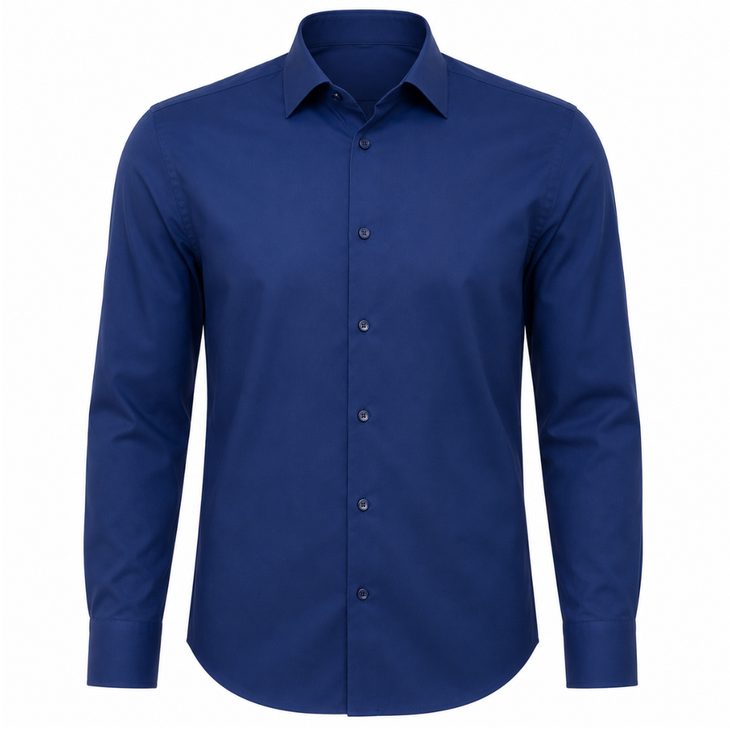 Tailored Navy Blue Cotton Dress Shirt | Jeanni Kabhon