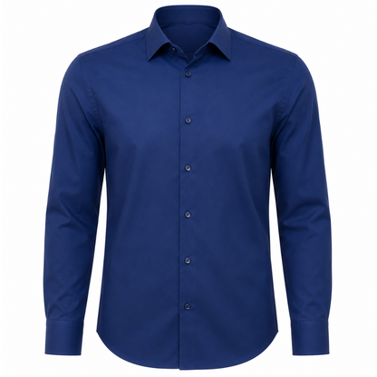 Tailored Navy Blue Cotton Dress Shirt | Jeanni Kabhon