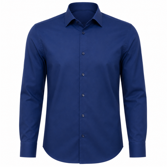 Tailored Navy Blue Cotton Dress Shirt | Jeanni Kabhon