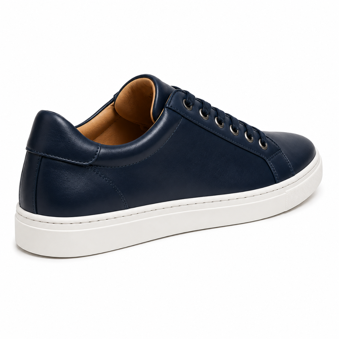 Premium Navy Leather Smart Trainers | Jeanni Kabhon