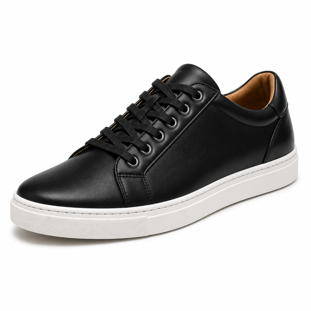 Premium Black Leather Smart Trainers | Jeanni Kabhon