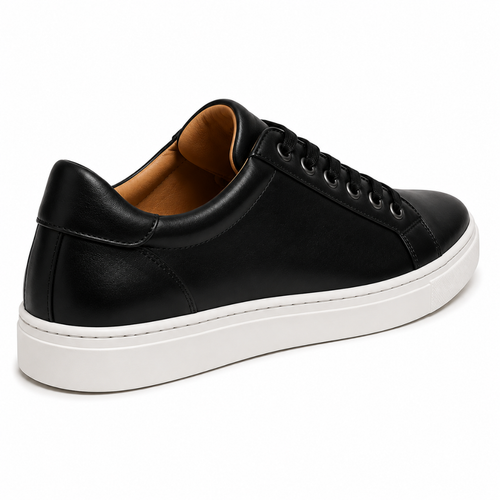 Premium Black Leather Smart Trainers | Jeanni Kabhon
