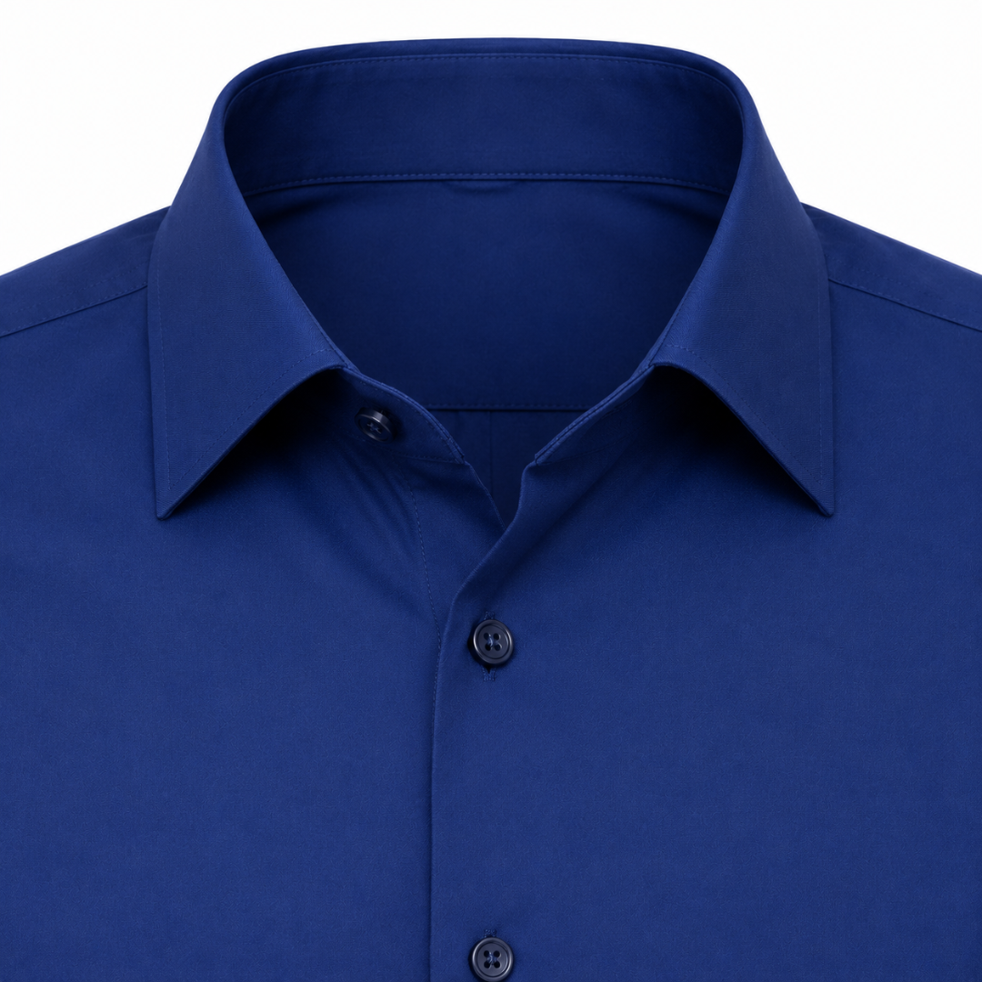 Tailored Navy Blue Cotton Dress Shirt | Jeanni Kabhon