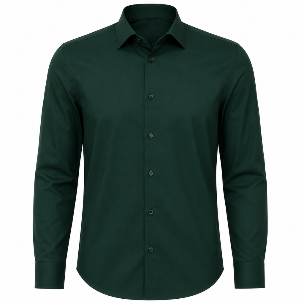 Tailored Dark Green Cotton Dress Shirt | Jeanni Kabhon