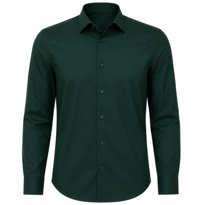 Tailored Dark Green Cotton Dress Shirt | Jeanni Kabhon