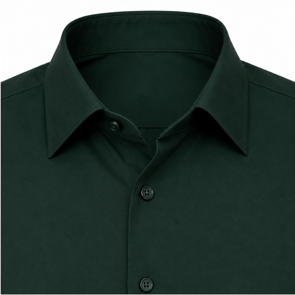 Tailored Dark Green Cotton Dress Shirt | Jeanni Kabhon