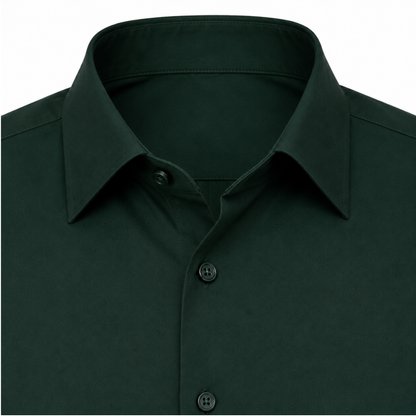 Tailored Dark Green Cotton Dress Shirt | Jeanni Kabhon