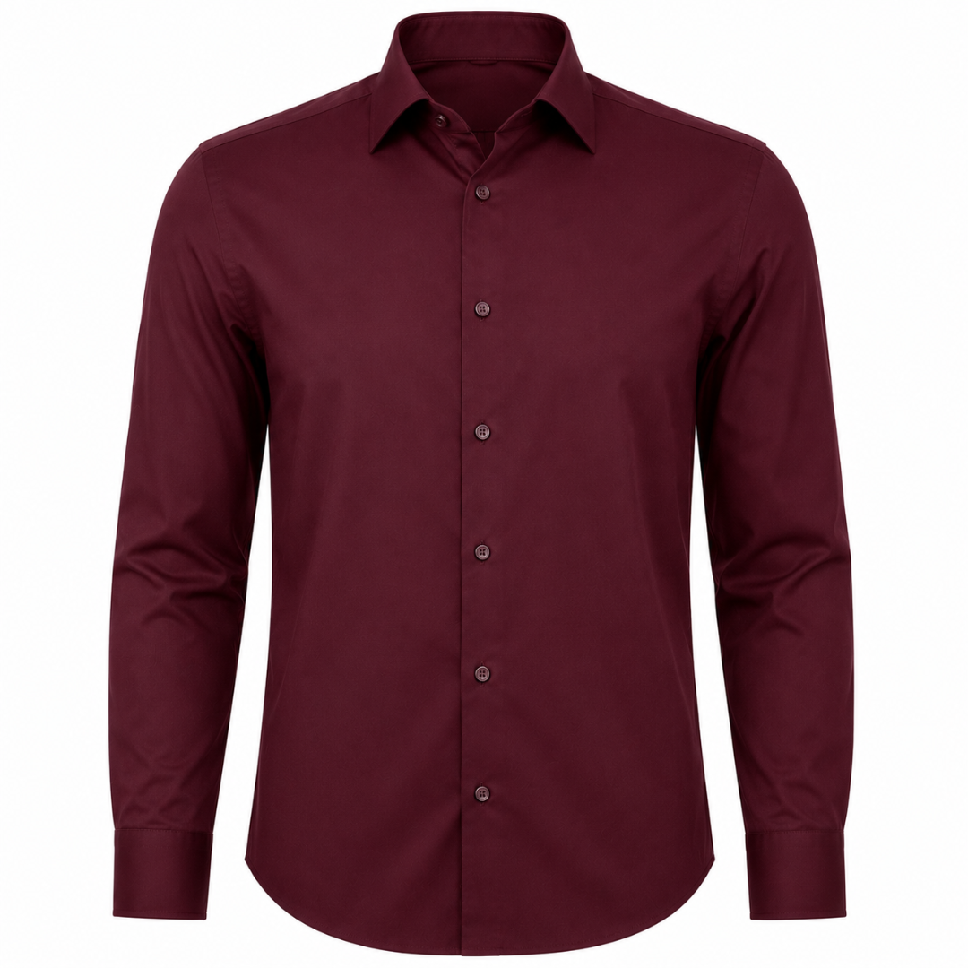 Tailored Burgundy Cotton Dress Shirt | Jeanni Kabhon