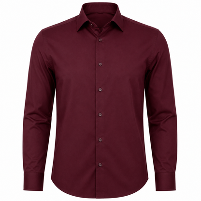Tailored Burgundy Cotton Dress Shirt | Jeanni Kabhon
