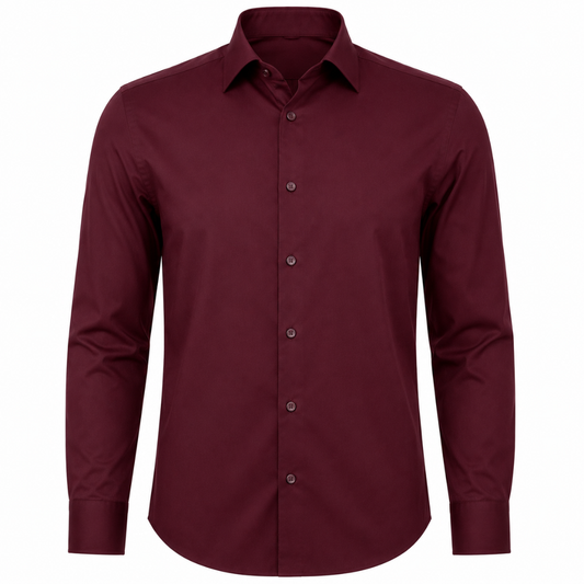 Tailored Burgundy Cotton Dress Shirt | Jeanni Kabhon